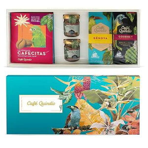 Cafe Quindio Barranquero Gift Set - The Best Assortment of Coffee Products - 1 Gourmet Ground Coffee + 1 Genova Ground Coffee + 2 Milk Caramels + 1 Cafecitas Cookies