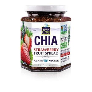 World of Chia Premium Chia Seeds Jam - Strawberry Jams and Preserves - All Natural, Plant Based Chia Jam, Gluten Free, Omega 3, Made in USA, Non GMO, Organic Ingredients, Additive Free, Low Sugar and Low Glycemi