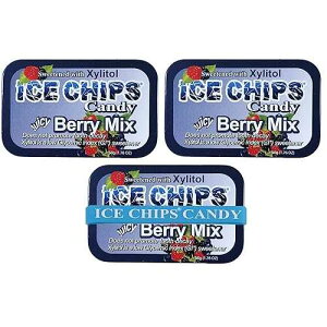 ICE CHIPS Xylitol Candy Tins 5.28 oz total (Berry Mix, 3 Pack) - Includes BAND as shown