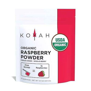 KOYAH - Organic Raspberry Powder 30 Servings (1 Scoop = 15 Raspberries), Freeze-Dried, Whole-Berry Powder, Equivalent to 450 Raspberries