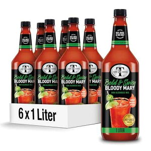 Mr & Mrs T Bold & Spicy Bloody Mary Mix, 1 L bottle (Pack of 6), Spicy Cocktail Juice Mixer, Bold Flavors, Perfect for Bloody Mary and Mocktail Drinks