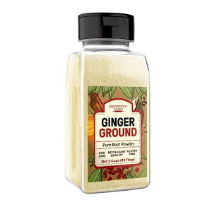 Unpretentious Ground Ginger, 2 Cups, Gluten Free, Indian & Asian Cuisine, Slotted Cap Spice Shaker