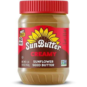 SunButter Creamy Sunflower Seed Butter, 16 oz Nut-Free Spread with 7g Plant-Based Protein, Roasted Rich & Savory Flavor, Smooth Texture / Vegan, Kosher & Non-GMO