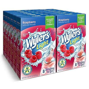 Wyler's Light Singles To Go Powder, Water Drink Mix, Raspberry, 8 per Box, 96 total Packets (Pack of 12)