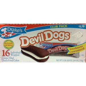 Drakes Devil Dogs 16 �N���[������f�r���Y�t�[�h�P�[�L�A27.7 �I���X Drake's Drakes Devil Dogs 16-creme Filled Devils Food Cakes, 27.7 Oz