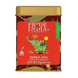 Pride Of India - Natural Herbal Chai (Comforting Spiced Tea) - 25 Count, 6-Pack (150 Tea Bags @ $0.16 per Bag) - Direct from Source, Perfect blend of Tulsi Holy Basil & Spices, Excellent Flavor, Superb Value,