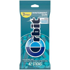 ORBIT Wintermint Sugar Free Chewing Gum Travel Essentials Mint Spring Break Travel Gum, 3 Ct Pack