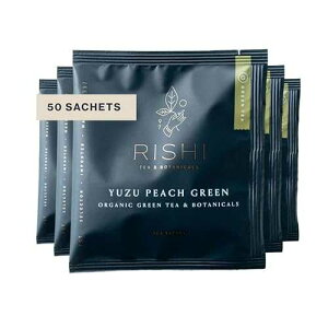 Rishi Tea Yuzu Peach Green Tea - Organic Loose Leaf Green & Herbal Blend, Naturally Sweet & Low Caffeine, Enjoy Hot or Iced - 50 Count