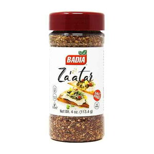 Badia Za'atar Mediterranean Seasoning Zaatar Blend, 4 oz - Sesame Seeds, Sumac, Spices - Salt Free, Kosher, Halal, No MSG & Gluten Free