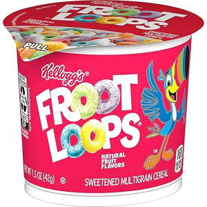 Froot Loops Cold Breakfast Cereal Cup, Fruit Flavored, Breakfast Snacks with Vitamin C, Original, 1.5oz Cup (1 Cup) Kellogg's Froot Loops Cold Breakfast Cereal Cup, Fruit Flavored, Breakfast Snacks with Vitamin C,