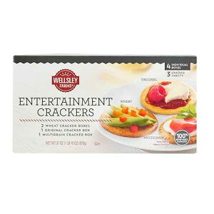 Wellsley Farms Entertainment Crackers 4 Box Variety Pack (1lb 15 oz) 2 Original Wheat, 1 Crisp & Buttery, 1 Multigrain