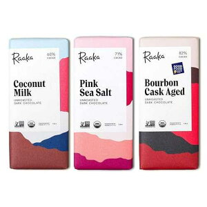Raaka Chocolate Best Sellers Trio / Gourmet Dark Chocolate Gift / Organic, Vegan, Fair Trade, Soy Free, Non-GMO, Gluten Free, Kosher / 1.8oz Bars, 3-Pack