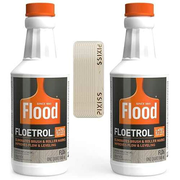 GrandProducts Art Bundles Floetrol Pouring Medium for Acrylic Paint / 1 Quart Bottles (2-Pack) / Flood Flotrol Additive / 20 Pixiss Wood Mixing Sticks Pouring Bundle