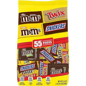 SNICKERS�AM&M'S & TWIX �t�@���T�C�Y �`���R���[�g �L�����f�B �o���G�e�B �~�b�N�X�A31.18 �I���X 55 �o�b�O Mars SNICKERS, M&M'S & TWIX Fun Size Chocolate Candy Variety Mix, 31.18-Ounce 55 Piece Bag