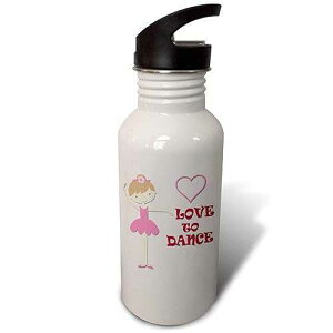 3dRose I love to dance. Little girl. Heart. Pink. Flip Straw 21oz Water Bottle