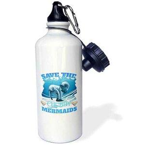 3dRose �E�H�[�^�[�{�g���A21�I���X�A�z���C�g 3dRose Save the chubby mermaids also known as the manatees, gentle giants. Flip Straw 21oz Water Bottle