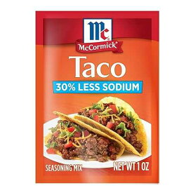 McCormick ナトリウム 30% 削減タコスシーズニングミックス、1 オンスパケット McCormick Taco Seasoning Mix, 30% Less Sodium, No MSG Added, No Artificial Flavors, For Tacos, Nachos, Fajitas and More, 1 oz