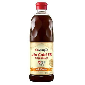 Sempio Jin Gold F3 Soy Sauce for Stir Fry & Braises Premium Blended, Rich Umami Flavor, Naturally Fermented - Gluten Free, Non-GMO, Kosher, Vegan, Halal - Crafted in Korea (29.08 fl oz/860 mL)