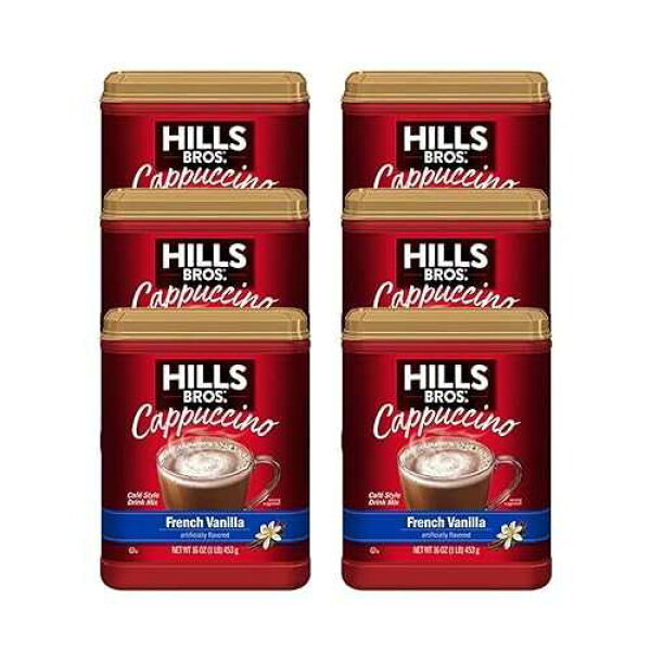 ヒルズ・ブラザーズ インスタント カプチーノ ミックス Hills Bros. Instant Cappuccino Mix, French Vanilla - Easy to Use, Enjoy Coffeehouse Flavor from Home Decadent Cappuccino with a Hint of Sweetness and Vanilla in Light Cof