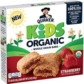 Quaker Kids オーガニック全粒穀物バー、ストロベリー、5 - 1.05オンスバー Quaker Kids Organic Whole Grain Bars, Strawberry, 5 - 1.05oz Bars