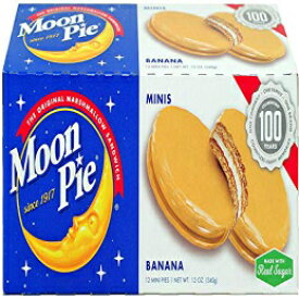 MoonPie ミニ マシュマロ サンドイッチ スモール アイシング ディップ グラハム クラッカー & マシュマロ スナック 12 個、バナナ、96 オンス (8 個パック) MoonPie Mini Marshmallow Sandwich Small Icing Dipped Graham Cracker & Marshmal