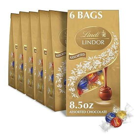 Lindt LINDOR Assorted Chocolate Truffles, Chocolate Candy with Smooth, Melting Truffle Center, 8.5 oz. Bag (6 Pack)