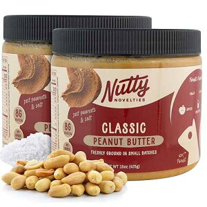 Nutty Novelties Classic Salted Peanut Butter - High Protein, Low Sugar Healthy Peanut Butter - Vegan & All-Natural Peanuts Free of Cholesterol & Preservatives - 2 x 15 Ounces