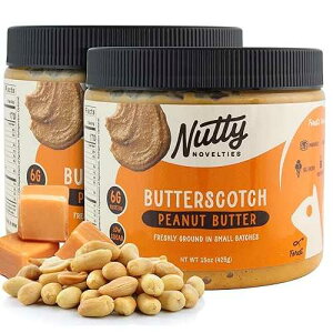 Nutty Novelties Butterscotch Peanut Butter - High Protein, Low Sugar Healthy Peanut Butter - All-Natural Peanuts Free of Cholesterol, Preservatives & Salt - 2 x 15 Ounces