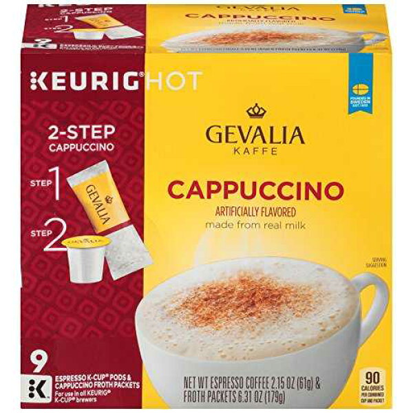 Gevalia カプチーノ K-CUP ポッドと泡パケット 9 個 (6 個パック) Gevalia Cappuccino K-CUP Pods and Froth Packets 9 Count (Pack of 6)