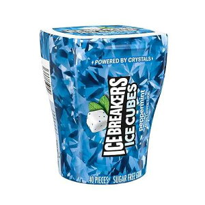 ICE BREAKERS Ice Cubes Peppermint Sugar Free Chewing Gum Bottle, 3.24 oz (40 Pieces)