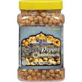 Rani Roasted Chana (Chickpeas) Black Pepper Flavor 14oz (400g) PET Jar ~ All Natural / Vegan / No Preservatives / Gluten Friendly / Kosher / Indian Origin / Great Snack, Ready to Eat / Seasoned with 5 Spices Ran