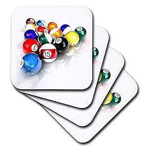 3dRose �r�����[�h �{�[�� �v�[���R�[�X�^�[ �\�t�g 4�Z�b�g 3dRose Billiards Balls Pool Coaster, Soft, Set of 4