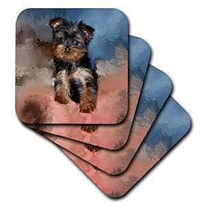 3dRose cst_3868_2 ̃[L[q - \tg R[X^[A8 Zbg 3dRose cst_3868_2 Toy Yorkie Puppy-Soft Coasters, Set of 8