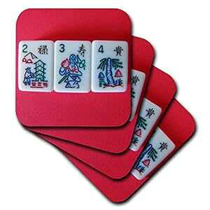 3dRose CST_7480_1 t[ \tgR[X^[ 4Zbg 3dRose CST_7480_1 Mah Jongg F-Soft Coasters, Set of 4