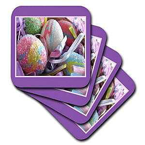 3dRose LLC[X^[GbO Z~bN^CR[X^[ 4Zbg 3dRose Sparkly Easter Eggs Ceramic Tile Coaster, Set of 4