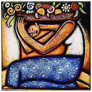 3dRose LLC t[K[ LVRA[g JtȃZ~bN^CR[X^[ 4Zbg 3dRose LLC Flower Girl Mexican Art Colorful Ceramic Tile Coaster, Set of 4