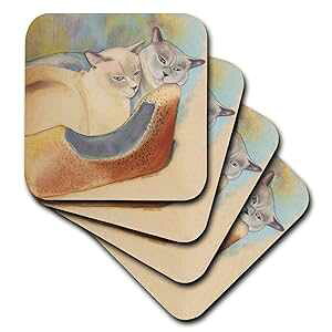 3dRose Cats Two Cats Tonkinese Cats ���Y���p�X�e����y�b�g�|�[�g���[�g�L�L�x�b�h - �\�t�g�R�[�X�^�[�A4 �Z�b�g (CST_23299_1) 3dRose Cats Two Cats Tonkinese Cats Cuddling Pastel Painting Pet Portrait Cats Cat Bed - Sof