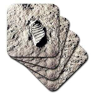 3dRose CST_43740_2 ʂ̑Ղ̎ʐ^ \tgR[X^[ (8 Zbg) 3dRose CST_43740_2 Real Photo of Footprint on The Moon Soft Coasters, (Set of 8)