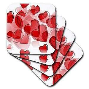 3dRose CST_50606_1 ubhn[g-ׂA[g-o^Cf[-\tgR[X^[A4Zbg 3dRose CST_50606_1 Love Red Hearts-Lovable Art-Valentines Day-Soft Coasters, Set of 4