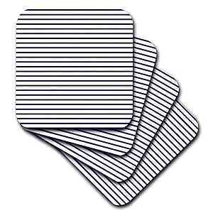 3dRose Navy Blue and White Sailor Stripes Aka French Nautical Breton Stripe Pattern - Soft Coasters, Set of 8 (CST_56665_2)