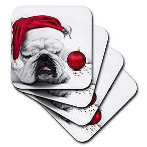 3dRose CST_62826_1 T^XqԂĖĂuhbO NX}X J[h ʐ^: Esther Matheus - \tg R[X^[A4 Zbg 3dRose CST_62826_1 Sleeping Bulldog in A Santa Hat Christmas Card Photo Cour