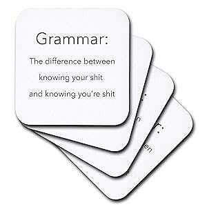 3dRose CST_107347_3 Grammar The Difference between Knowing Your Shit �� Knowing Your Shit �Z���~�b�N�^�C���R�[�X�^�[ (4 �Z�b�g) 3dRose CST_107347_3 Grammar The Difference Between Knowing Your Shit & Knowing Youre Shit Cer