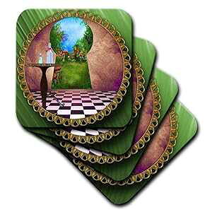 3dRose CST_128860_2 X[EUEL[z[Y svc̍̃AX & A[g`FbNtA {g Iu }WbN EH[^[ \tgR[X^[ (8Zbg) 3dRose CST_128860_2 Through The Keyholes Alice in W