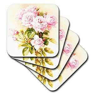 3dRose Paul De Longpre-݂ڂ炵VbNȃBe[WsÑo-zɐFAeB[Nt[t@CA[g-K[[t[-\tgR[X^[A4Zbg (CST_151447_1) 3dRose Pa