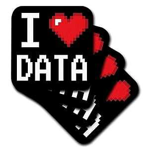 3dRose Geeky Old School �s�N�Z�������ꂽ�s�N�Z�� 8 �r�b�g I Heart I Love Data �\�t�g �R�[�X�^�[ (4 �Z�b�g) 3dRose Geeky Old School Pixelated Pixels 8-Bit I Heart I Love Data Soft Coasters (Set of 4)
