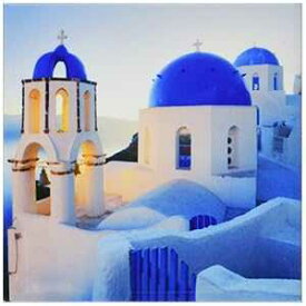3dRose CST_149764_3 ギリシャ教会ドーム セラミック タイル コースター、4 個セット 3dRose CST_149764_3 Greek Church Domes Ceramic Tile Coasters, Set of 4