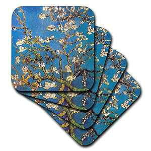 3dRose CST_155639_2 A[h̉ BZgE@ESbz 1890 }X^[YɂLȔpi \tgR[X^[ɔԂ̎} (8Zbg) 3dRose CST_155639_2 Almond Blossoms by Vincent Van Gogh