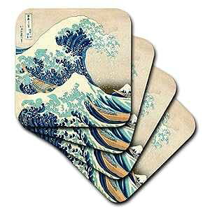 3dRose CST_155631_2 {lA[eBXgkւɂ_ސ쉫Q h}eBbN u[ V[ I[V Gvg 1830 \tgR[X^[ 8 Zbg 3dRose CST_155631_2 The Great Wave Off Kanagawa by Ja