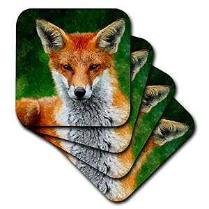 3dRose cst_172999_2 ʐ^ Keven Law ̃AJMcl̐ʉ - \tg R[X^[A8 Zbg 3dRose cst_172999_2 Red Fox Watercolor ting from a Photo Courtesy of Keven Law-Soft Coasters, Set of 8