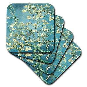 3dRose CST_110452_2 JԃA[h̖ Be[W @ Sbz - \tg R[X^[A8 Zbg 3dRose CST_110452_2 Blossoming Almond Tree Vintage Van Gogh-Soft Coasters, Set of 8